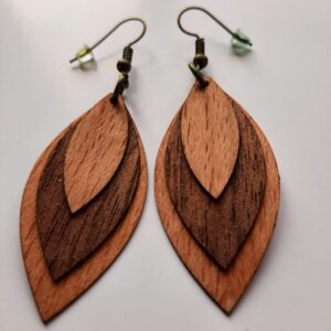 Wooden Earrings "Forest Leaf"